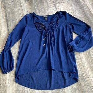 White House Black Market Navy Blue Sheer Tunic Blouse, size 2